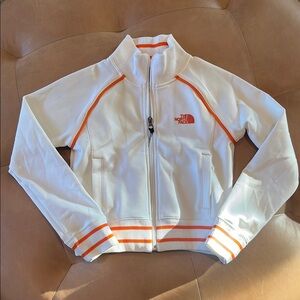 The North Face Cream and Orange Zip-Up Jacket